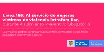 Gobierno insta a mujeres a denunciar violencia durante cuarentena